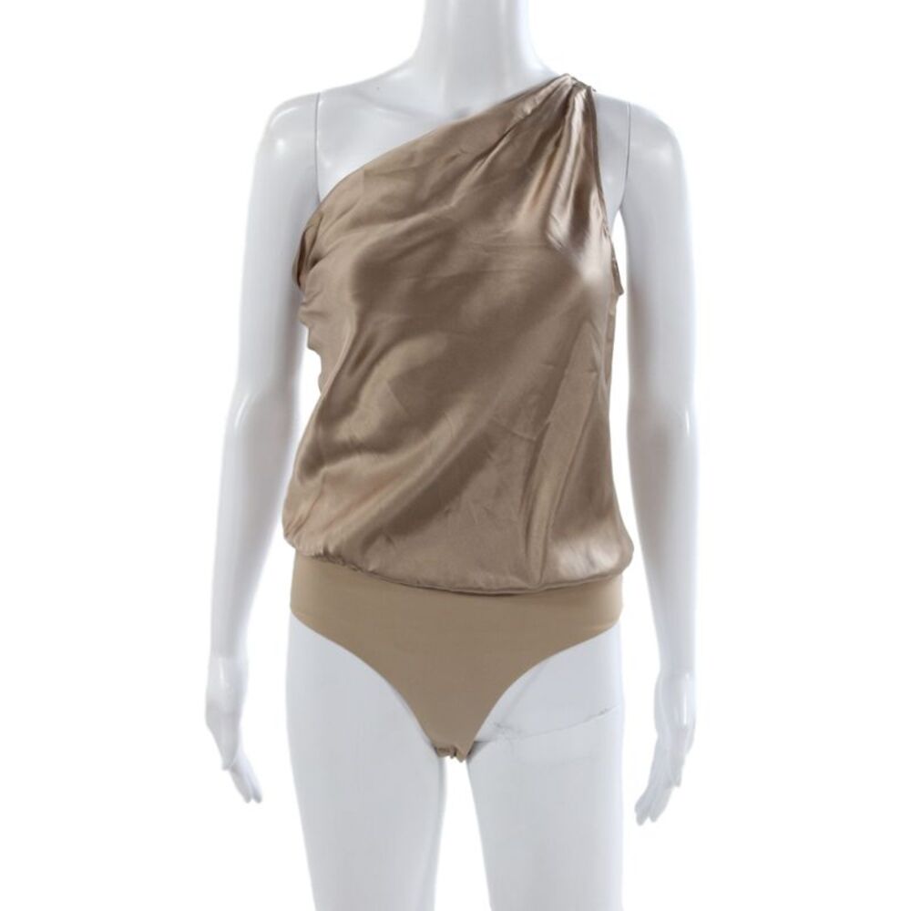 Cami NYC Women One Piece Gold Silk One Shoulder Sleeveless Elegant Size XS
